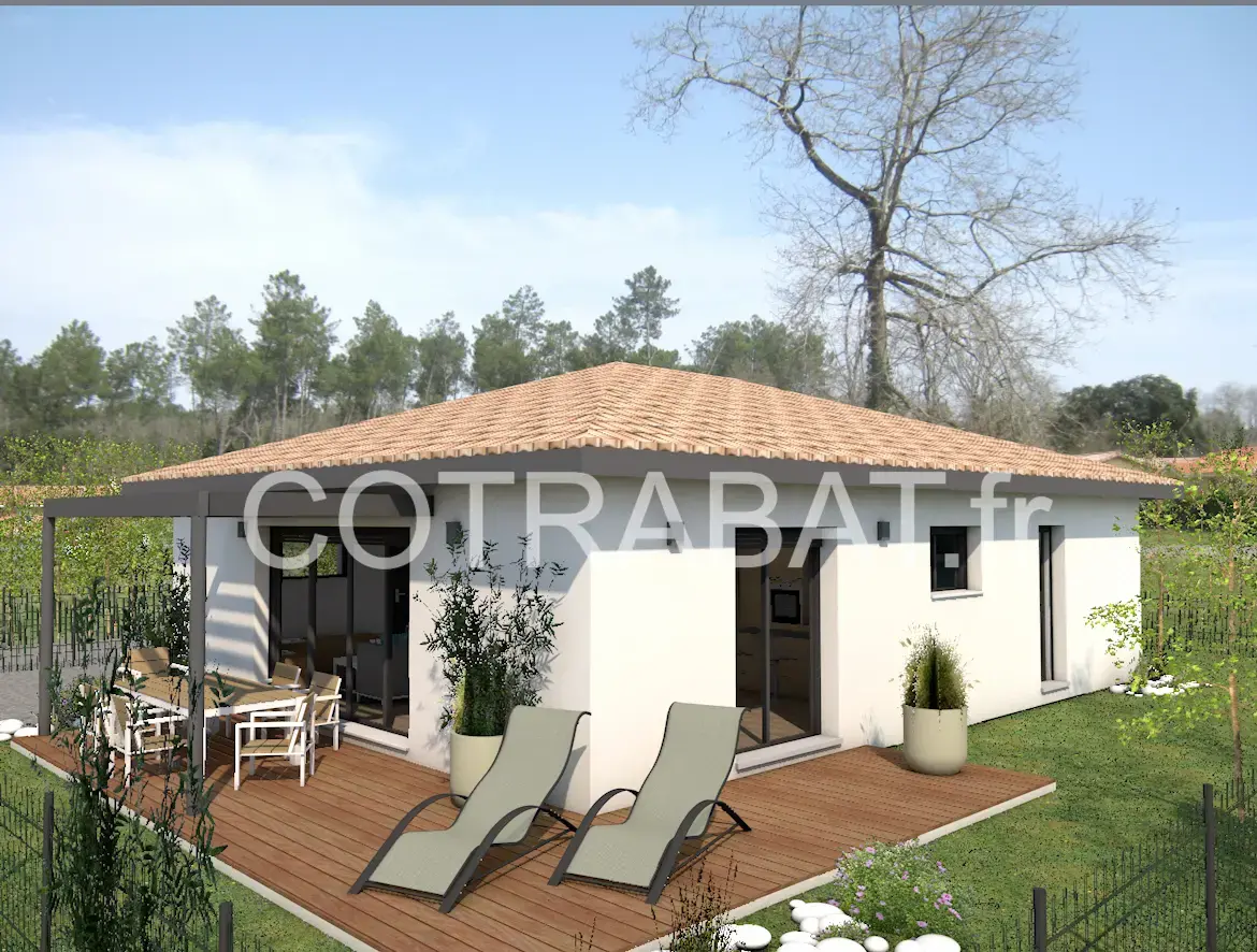 Plan 3D maison carrée Leognan