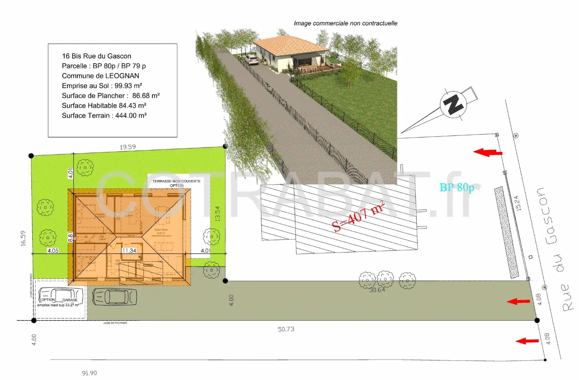 Plan 3D maison carrée Leognan