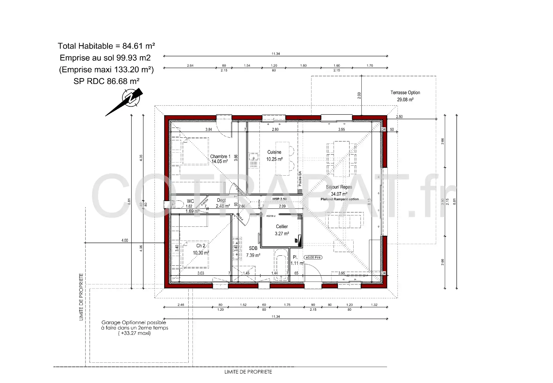 Plan 3D maison carrée Leognan