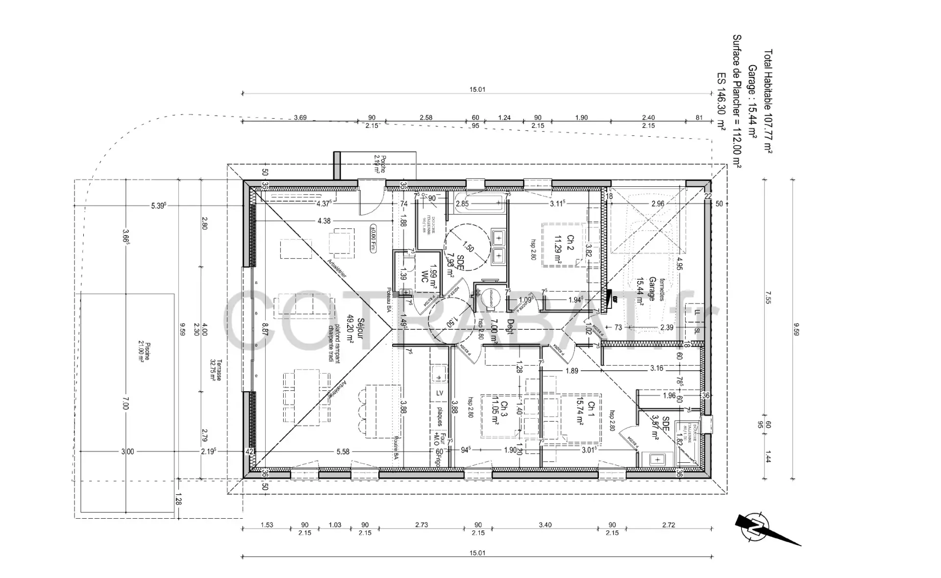 Plan 3D maison Creon