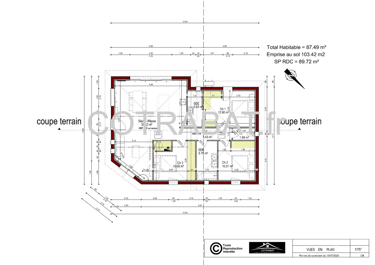 Plan 3D maison Lanton