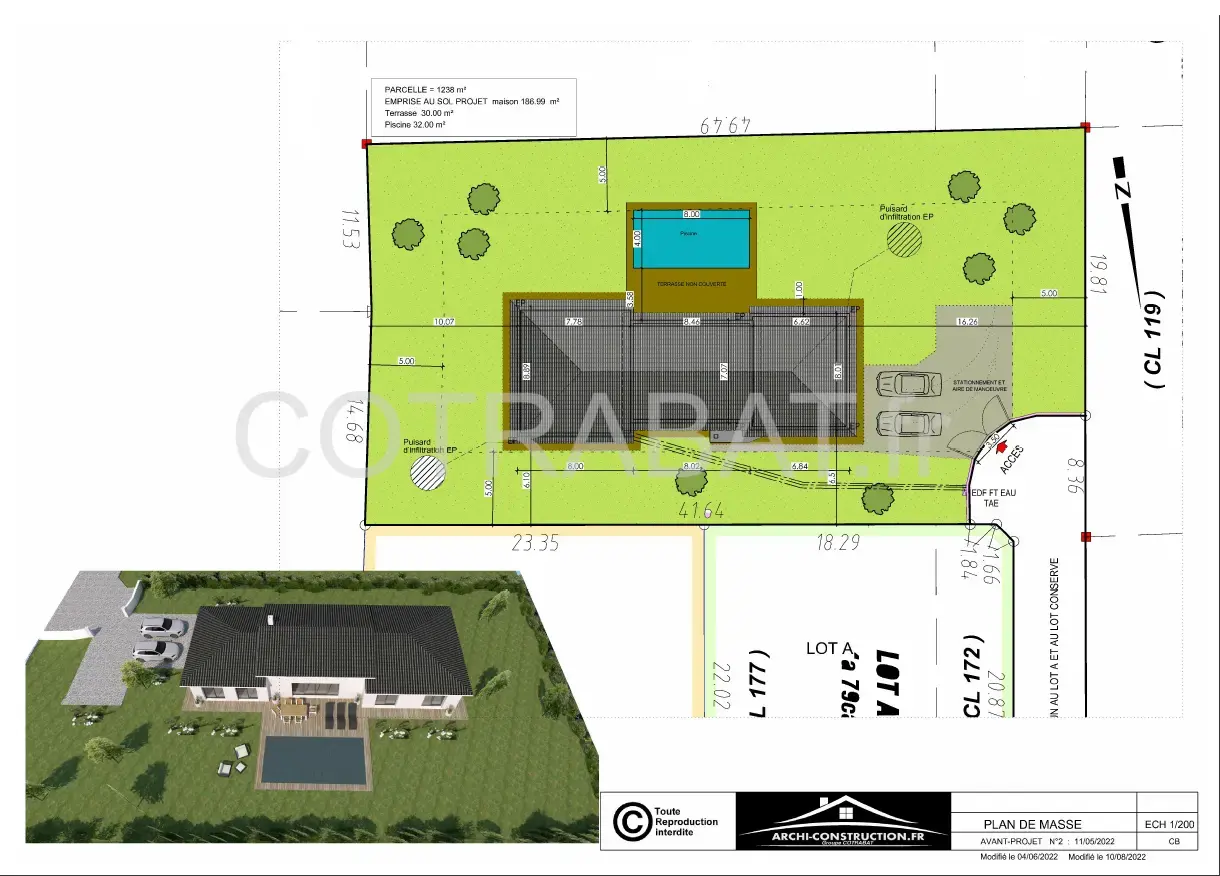 Plan 3D maison Le Bouscat