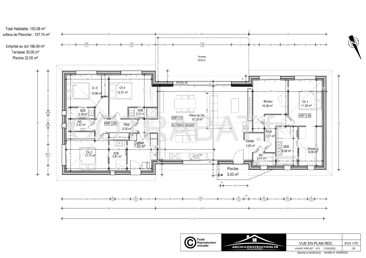 Plan 3D maison Le Bouscat