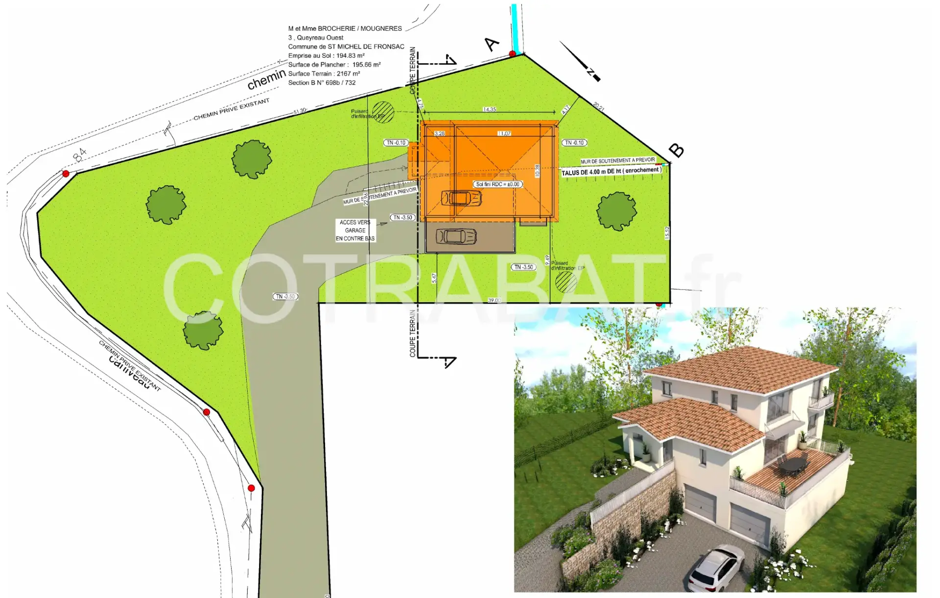 Plan 3D maison Saint Michel de Fronsac