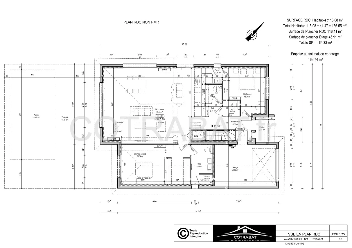 Plan 3D maison Saucats