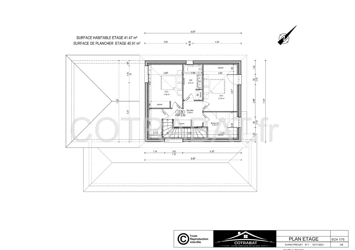 Plan 3D maison Saucats