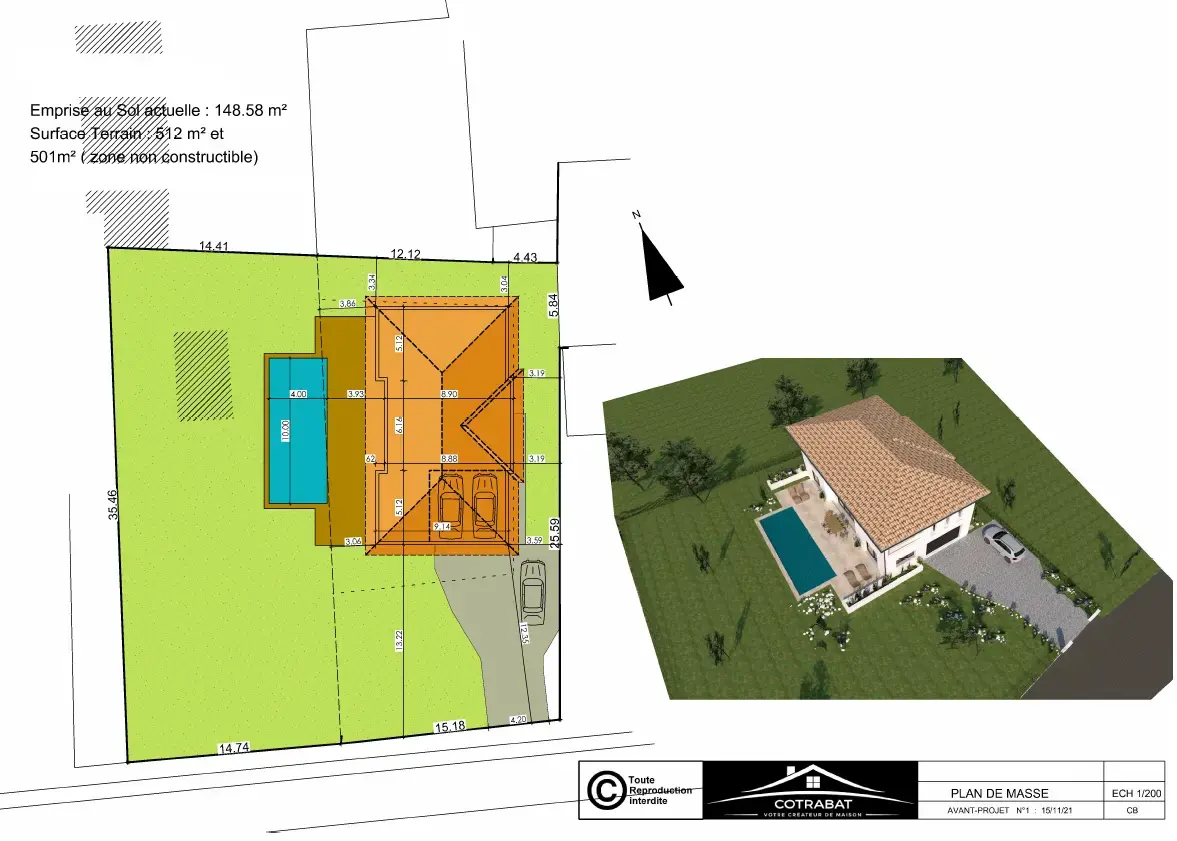 Plan 3D maison Sauterne