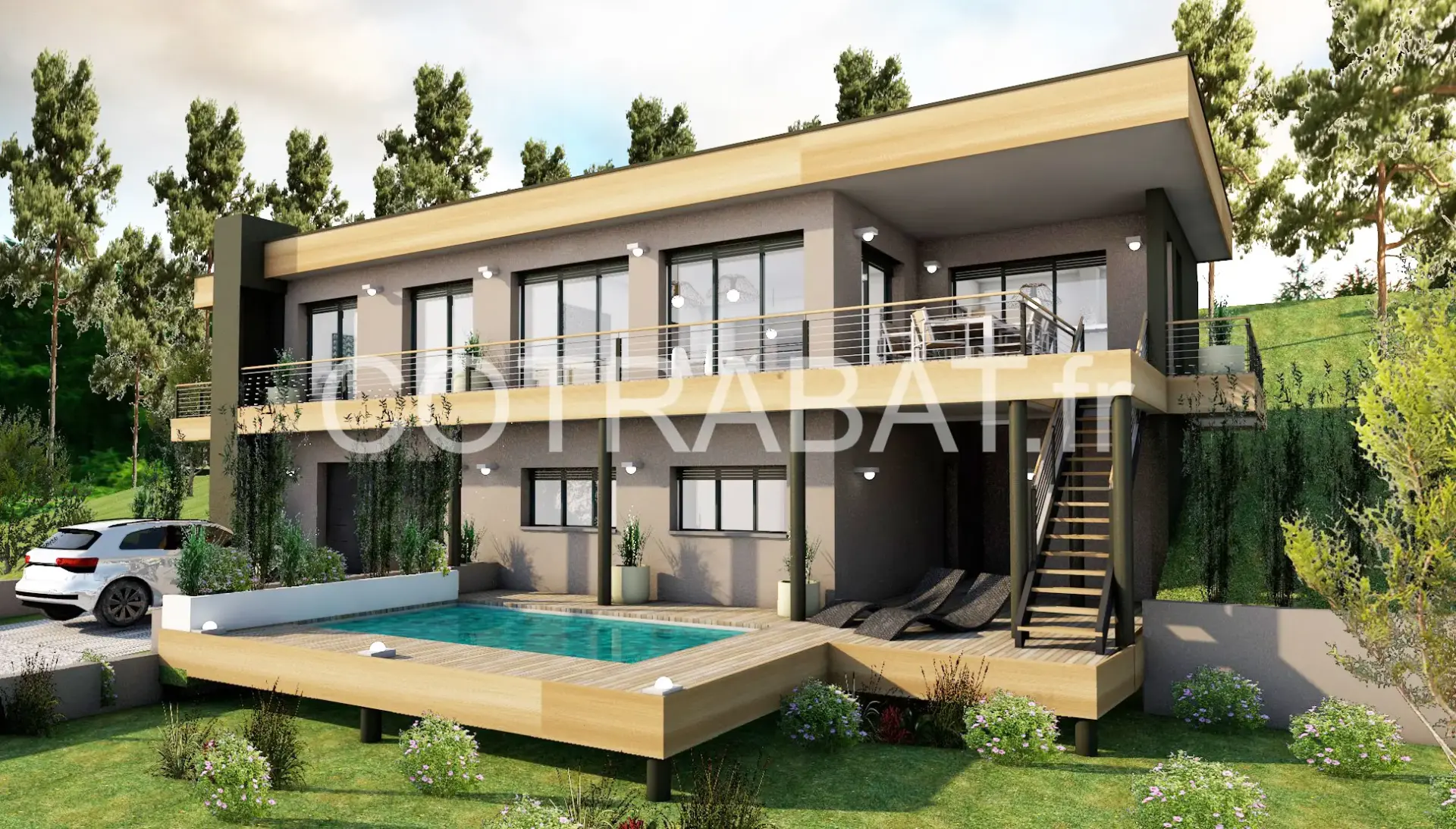 Plan 3D maison architecte Carcans