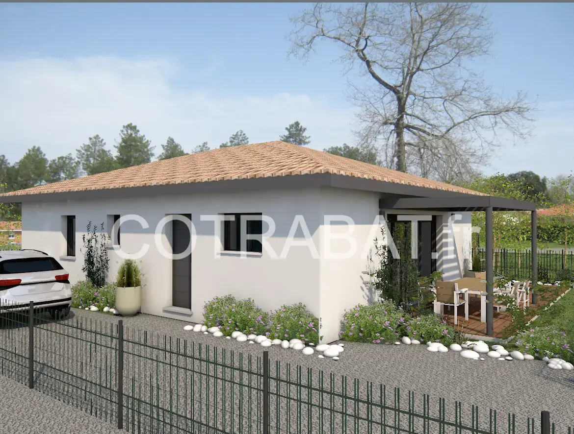 Plan 3D maison carrée Leognan