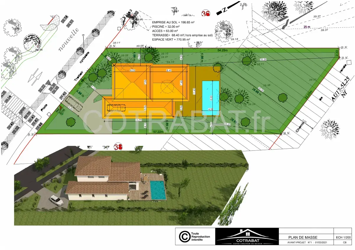Plan 3D maison Saint Aubin de Medoc